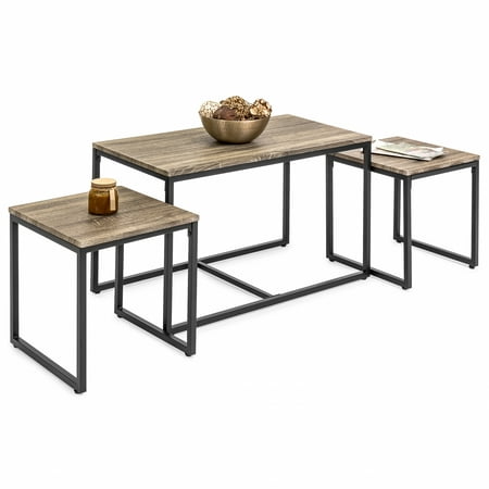 Living Room Furniture Sets For Apartments Best Choice Products 3-Piece Modern Lightweight Nesting Coffee Accent Table Living Room Furniture Lounge Set w/ 2 End Tables - Brown ()