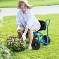 thumbnail image 2 of Costway Rolling Garden Cart Height Adjustable Scooter with Swivel Seat & Tool Storage Blue, 2 of 10