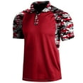thumbnail image 2 of Beshee Shirts for Men, Mens Fashion Casual Comfort Soft Loose Outdoor Sports Lapel Solid Color Camouflage Printing Sleeve Top Short Sleeve T Shirt Shirt Top Blouse Mens Shirts Mens T-Shirts Red XXXL, 2 of 3