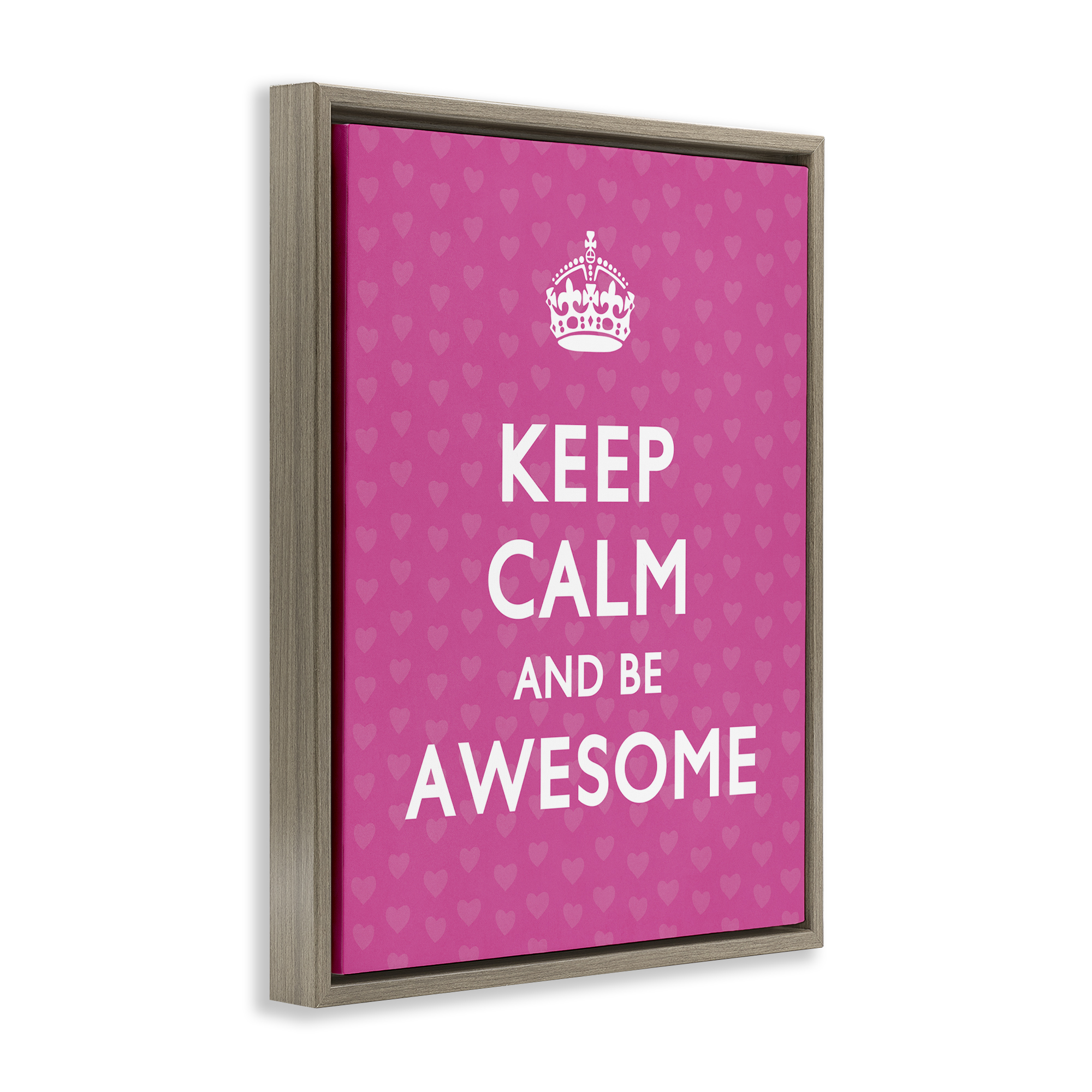 Stupell Industries Keep Calm Be Awesome Text & Numbers Painting Brown Floater Framed Canvas Art Print Wall Art, 25 x 31