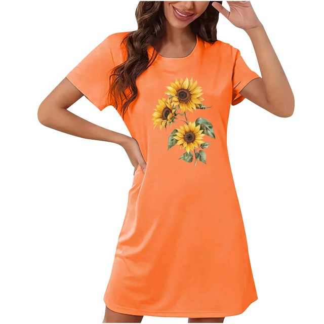 DPTALR Chemise de Nuit Courte Surdimensionnée pour Femmes, Imprimé Poitrine, Manches Courtes