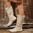 thumbnail image 6 of JUSLIO Boots for Women,Buckle Strap Mid-Calf Round-Toe Slip-on Flat Side Zipper Chelsea Boots, 6 of 9