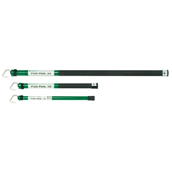 Greenlee FP12 12' Collapsible Wire Pushing and Pulling Fish Pole with Velcro Strap CA2