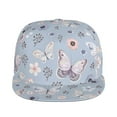 thumbnail image 2 of Daiia Blue Butterfly print Flat Bill Hats Flat Brim Trucker Cap Baseball Cap Adjustable Classic Low Profile Hat Unconstructed Plain Cap, 2 of 9