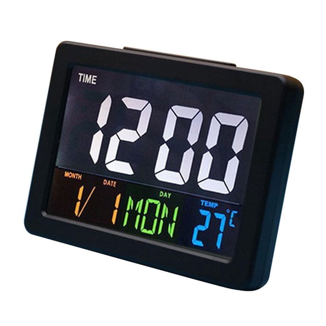 Injueey LCD Digital Nap Timer Snooze Despertador Reloj Pantalla de temperatura Blanco Decoración del hogar Negro