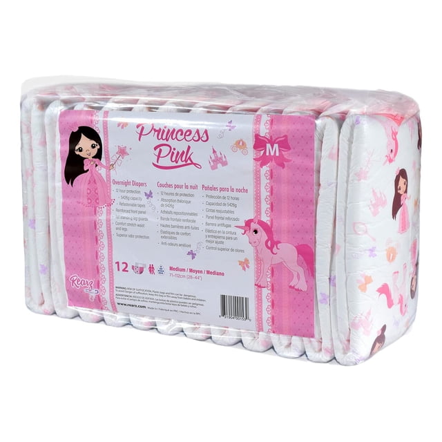Pañales para Adultos Rearz Princesa Rosa Overnight Paquete de 12 Talla Extra Grande