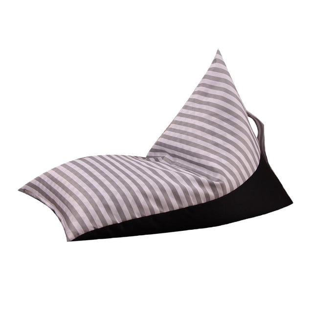 Cubierta de Bolsa de Frijol Poliéster Sillón Muebles para Dormitorio, Sala de Gray_Stripe