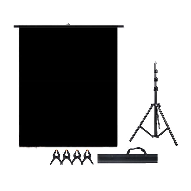 Fondo de fotografía negro Hugo tela flocada 15 x 2 m con soporte de trípode