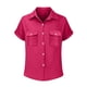 thumbnail image 4 of Craaazy Women's Relaxed Fit Collared Blouse, Solid Color Short Sleeve Button Down Top, Loose Comfy Cotton Casual Shirt with Pockets for Summer Gifts, 4 of 6