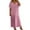 Pink, variant on Youmylove Women's Casual Dresses Womens Solid Color V Neck Asymmetrical Maxi Dress With Flared Hem Corset Short Party Dresses
