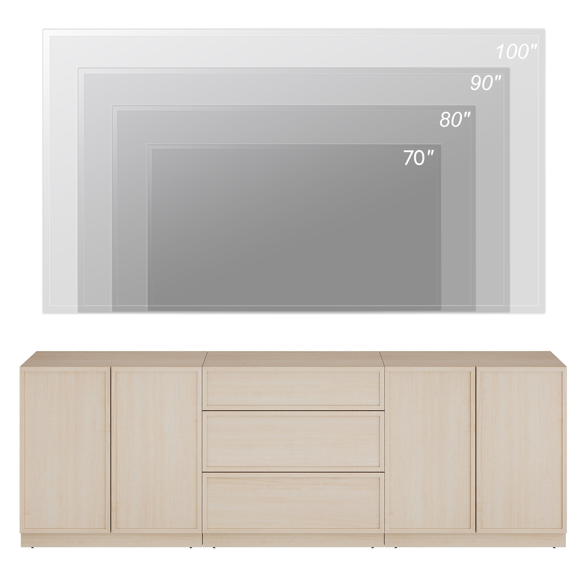 WAMPAT Modern TV Stand for TVs Up to 110", 4-in-1 Entertainment Center TV Console with 8 Doors and Adjustable Shelf, Wooden Media Console Cabinet for Living Room, Bedroom, Beige