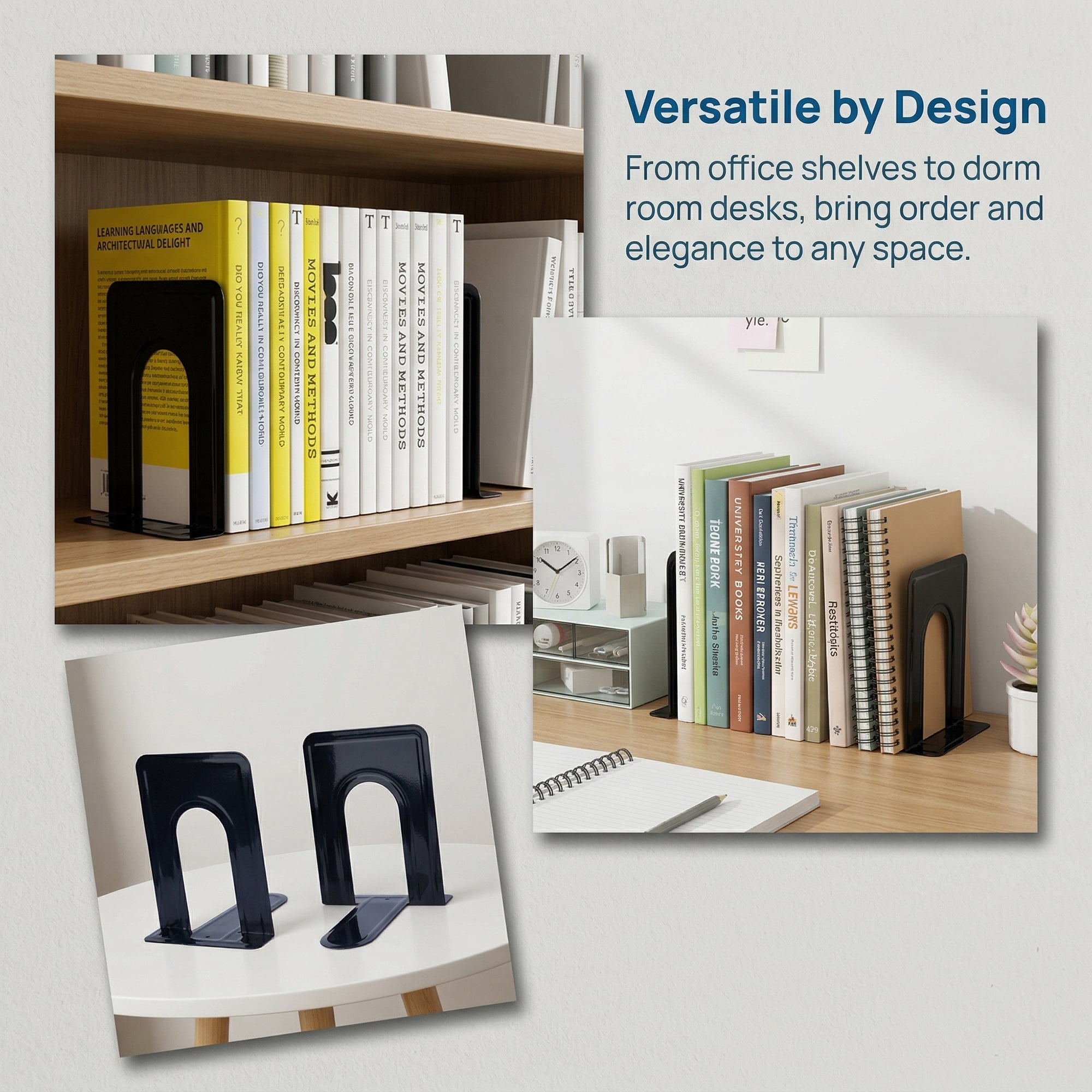 Unique Bargains Expandable Iron Bookends with Compartments Black 5"L x 5.8"W x 6.7"H