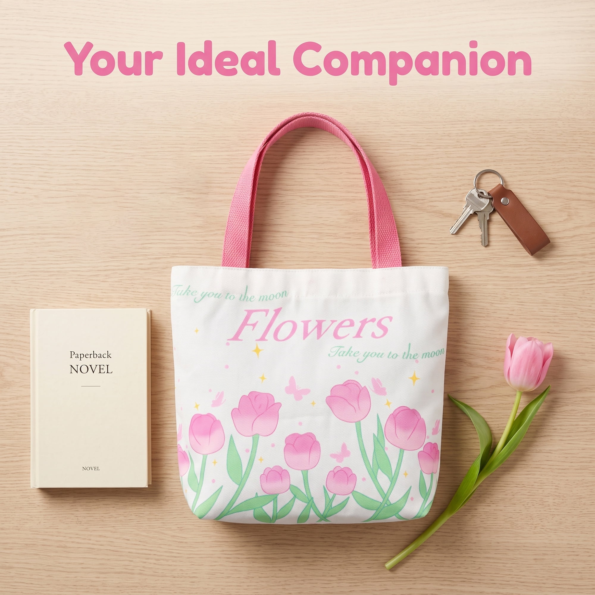 Unique Bargains Stylish Canvas Gift Bags with Comfortable Handle Pink 9.8" x 3.1" x 8.7"