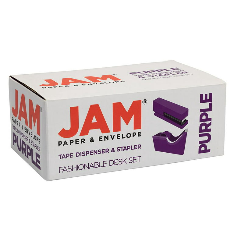 JAM Paper Office & Desk Set, Purple, 1 Stapler & 1 Tape Dispenser, 2 Pack 