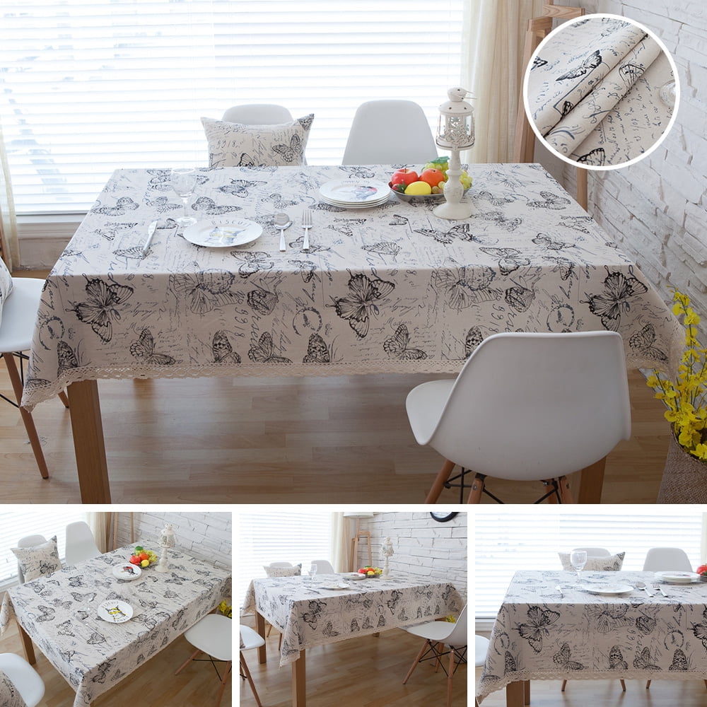 Lovely Graphic Pattern Fancy Butterflies Tablecloth Table Cloth for Rectangle Tables Waterproof Durable Flower Table Cover for Kitchen Dining Room 54 X 72 Inch