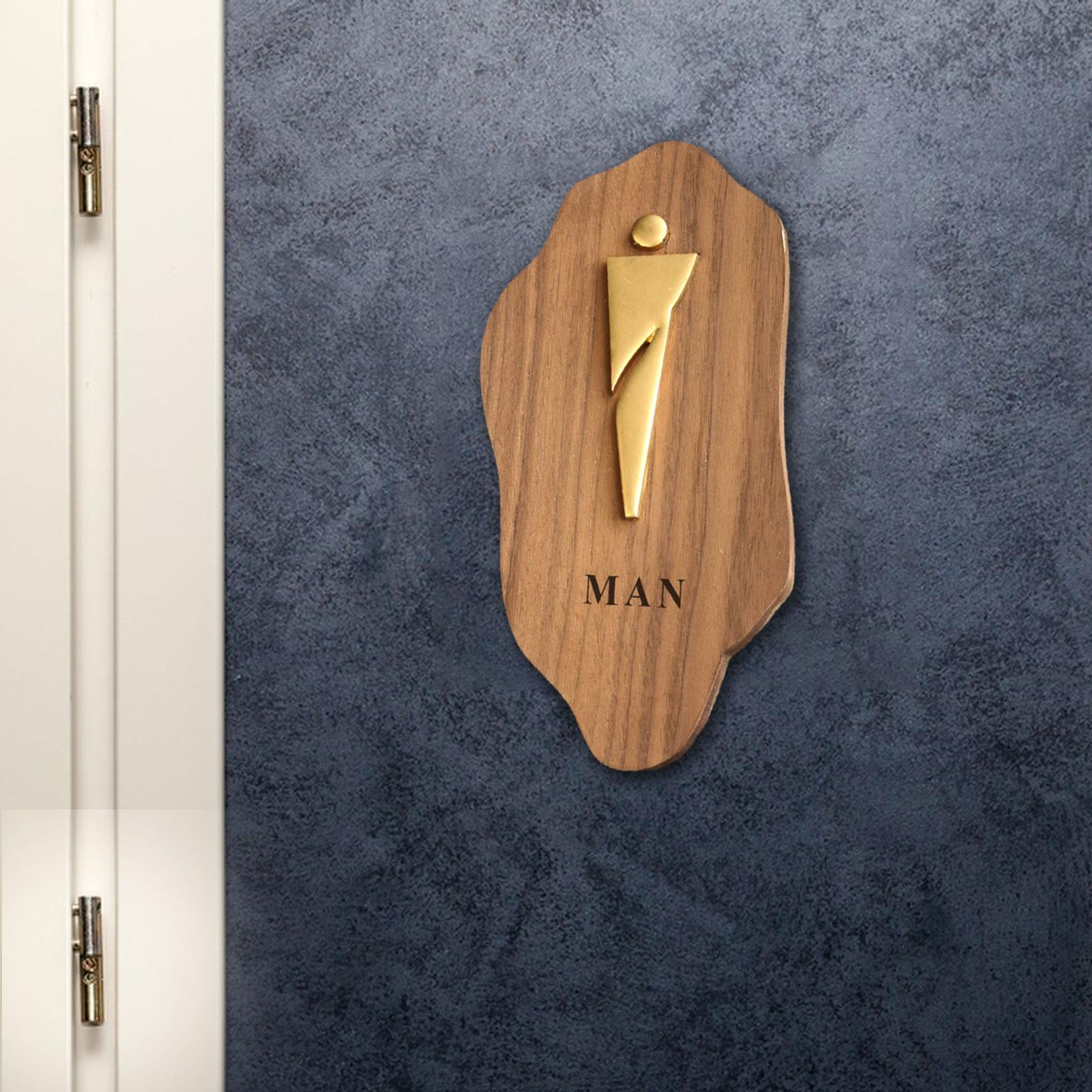 Panneau Toilette En Bois - Déco Murale Unisexe, Style Rustique, 20x20 Cm, Pour Maison, Bureau, Hôtel - 3