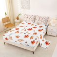thumbnail image 2 of Manfei Halloween Themed Bed Sheets,Fall Leaves Print Full Size Sheets,White,4-Piece,1 Flat Sheet, 1 Fitted Sheet and 2 Pillowcases, 2 of 6
