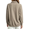 thumbnail image 2 of Trikvn Women's Waffle Knit Henley Shirt Long Sleeve V Neck Button Down Collared Pullover Tops Casual Loose Fit Ribbed Blouse for Work Office Everyday Wear Fall Fashion, 2 of 5