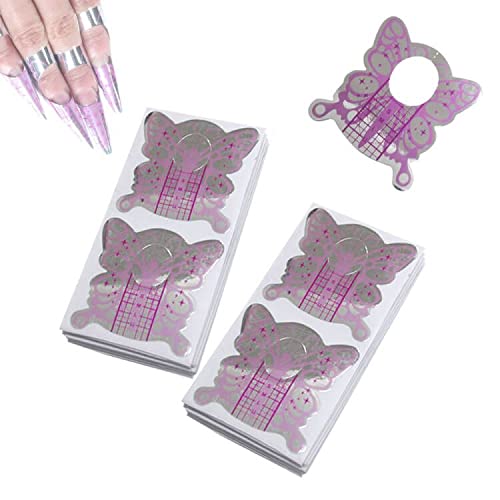 200Pcs Nail Form Pruple Bufferfly Shape Nail Art Guide Form Acrylic