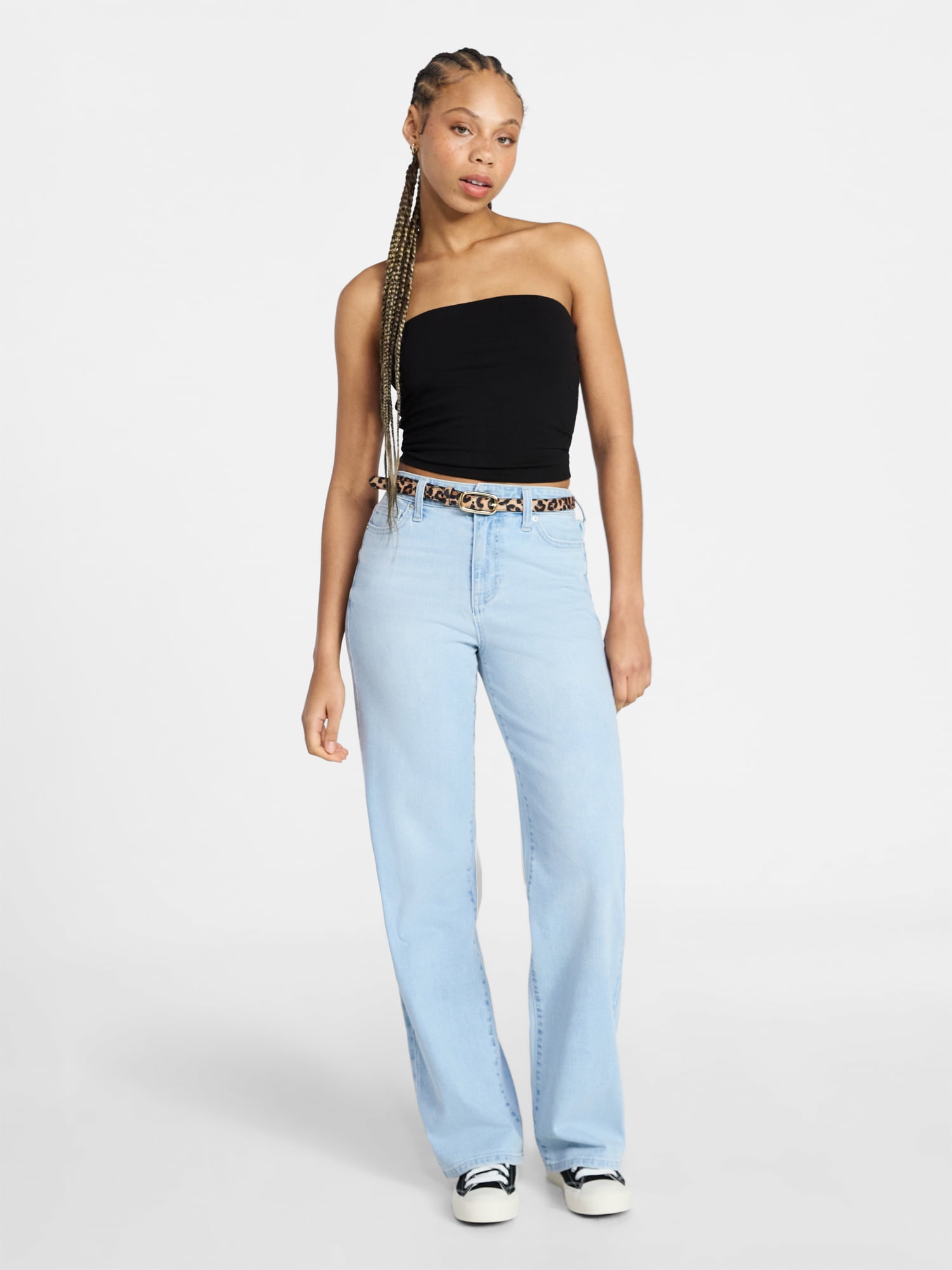 No Boundaries High Rise Baggy Wide Leg Jeans, 32" Inseam, Women's and Women's Plus Sizes XXS-4X