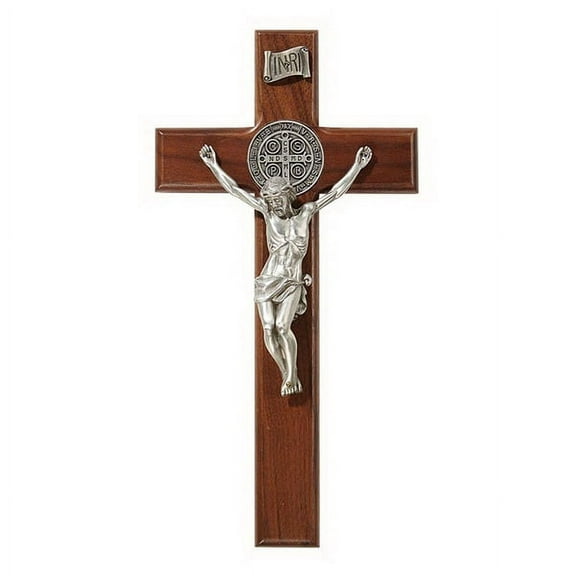 Christian Brands Catholic 8" St Ben Crucifix Ant SIL