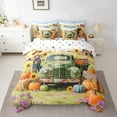 thumbnail image 2 of Manfei Green Farm Truck Bedding Comforter Set 7pcs for Kids, Cute Scarecrow Full Bedding Set, Harvest Season Pumpkin Fitted Sheet Flat Sheet, Breathable Home Decor, 2 of 8