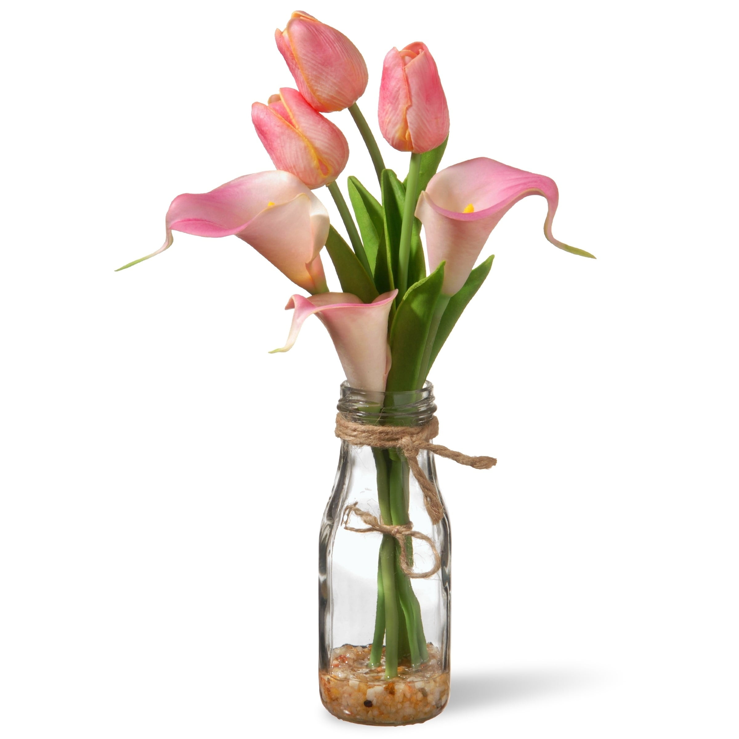 National Tree Artificial 12" Pink Tulip Flowers