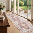 thumbnail image 4 of CYNERA Vintage Distressed Bohemian Runner Rug 2'x8', Red Soft Machine Washable Foldable Non-Slip Carpet for Hallway Kitchen Entryway Bedroom Laundry, 4 of 8