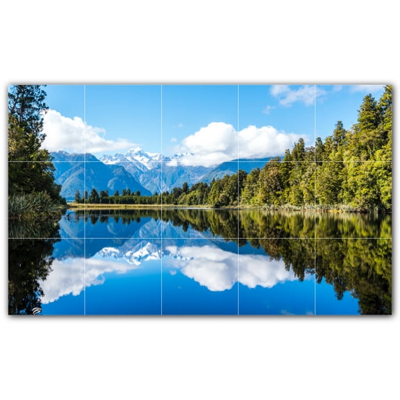 Picture-Tiles.com: Lakes Ceramic Tile Wall Mural WAL500805-53L. 40"W x 24"H using (15) 8" x 8" Ceramic Tiles-Satin Finish