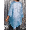 thumbnail image 5 of Women'S 2025 Plus Size Loose Round Neck Nine-Point Sleeve Irregular Hem Tops Light Blue XXXL, 5 of 6