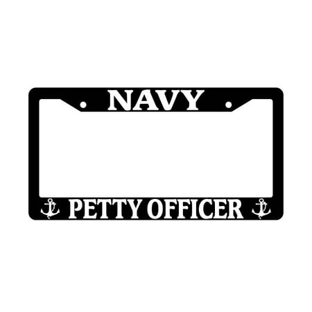 Navy Block - Navy Petty Officer Black Plastic License Plate Frame