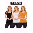 thumbnail image 2 of Women's Seamless Short Sleeve Fitted Tee 3-Pack Soft Stretch Everyday Top, 2 of 6