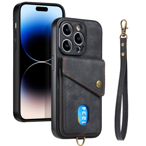 Case For IPhone16/16 Pro/16 Plus/16 Pro Max, Leather Magnetic Protective Cover Lanyard Wallet Case