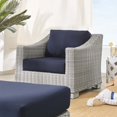 thumbnail image 5 of Lounge Chair and Ottoman, Sunbrella, Rattan, Wicker, Light Grey Gray Blue Navy, Modern Contemporary Urban Design, Outdoor Patio Balcony Cafe Bistro Garden Furniture Hotel Hospitality, 5 of 10