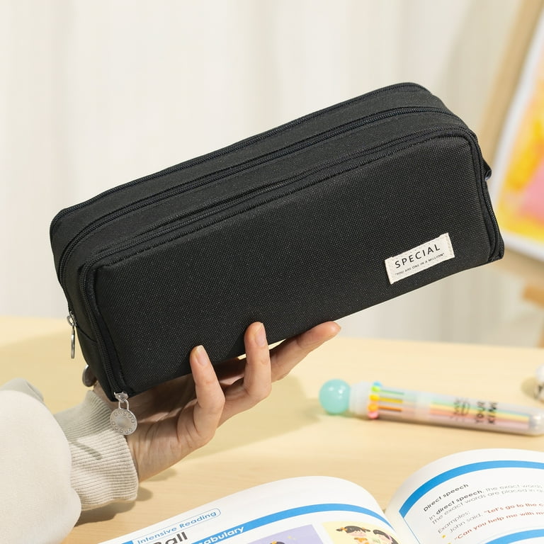 Large Capacity Pencil Case 3 Compartment Pouch Pen Bag for School