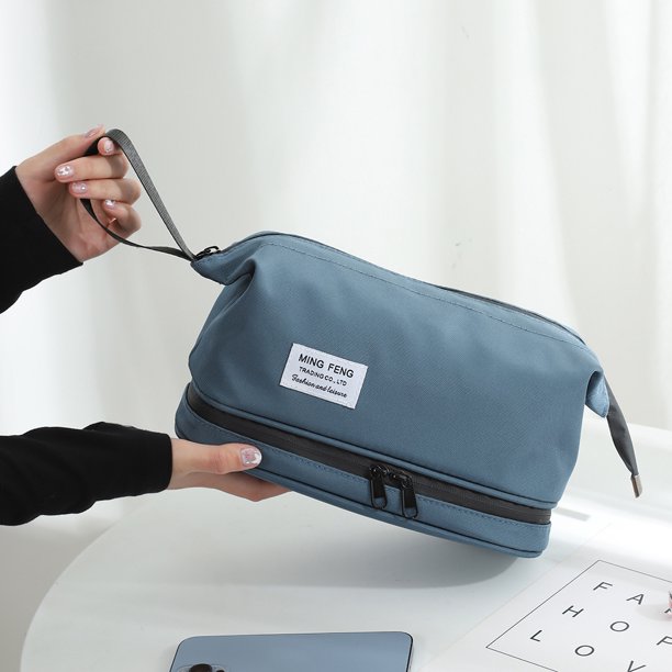 Bolso De Cosméticos Bolso de cosméticos de lavado multifunción de gran capacidad para acampar (azul claro)