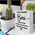 thumbnail image 4 of Zomyto 7"x7" Boss Gifts, Appreciation Thank You Gift for Best Boss, Boss Retirement Leaving Boss Day Gifts, A Truly Amazing Boss, Wooden Box Sign, 4 of 5