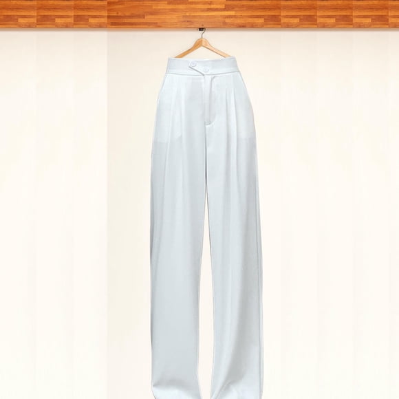 Pantalones de pierna ancha para mujer, pantalones de pierna recta, vestido formal de alto informal, pantalones de traje para mujer, pantalones , Blanco, SG Fernando Pantalones de pierna ancha para mujer