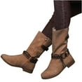 thumbnail image 4 of jsaierl Women Fashion Shoes Retro Western Boots Casual Warm Low Heels Mid-calf Boots, 4 of 6