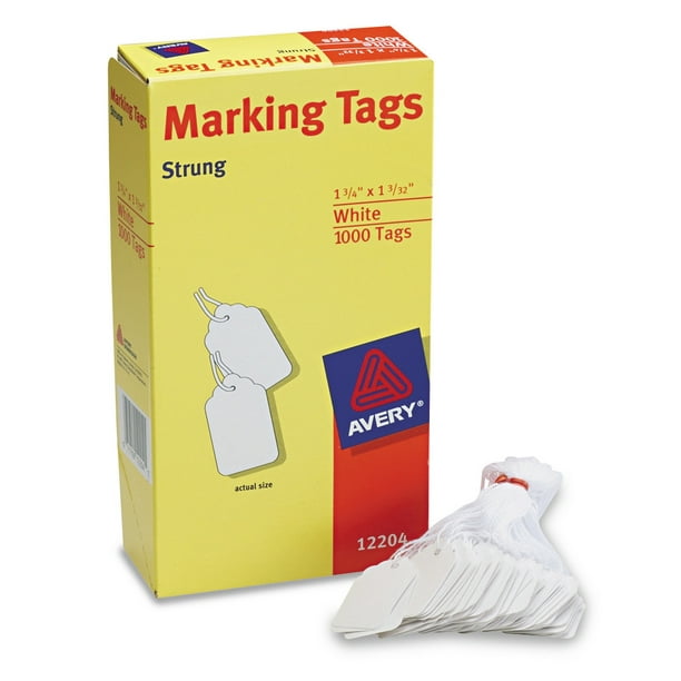Avery Marking Tags, Strung, 13/4" x 13/32", 1,000 Tags (12204