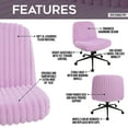 thumbnail image 3 of Techni Sport Plush Purple Criss Cross Chair, Armless Extra Wide Office Desk Chair to Sit Cross Legged, 3 of 9
