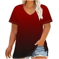 thumbnail image 2 of Uaswgudfs Oversiez Top for Women's Plus Size Summer V-Neck Short Sleeve T-Shirt with Curved Hemline Design Blouse, 2 of 5