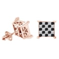 thumbnail image 2 of AFFY Princess Cut Black & White Natural Diamond Stud Earrings In 14k Rose Gold, 2 of 2