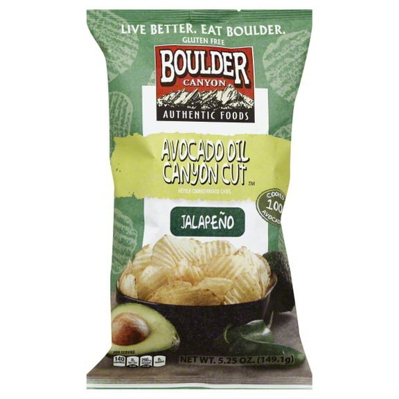 (Pack of 12) Boulder Canyon Kettle Cooked Potato Chips Canyon Cut Avocado Oil Jalapeno 5.25 oz.