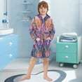 thumbnail image 5 of FORMRS Niños Bathrobe Unisex Hooded Robe Soft Plush Pajamas Sleepwear, Size 4-6T, Light Purple Flowers, 5 of 7