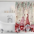 thumbnail image 3 of Valentine's Gnomes Shower Curtain, Waterproof Shower Curtains for Bathroom, Weeping Eucalyptus Pink Red Love Heart Retro Washable Fabric Bathtub Curtain Set Bath Decor with 12 Hooks Stall 36"x72", 3 of 8