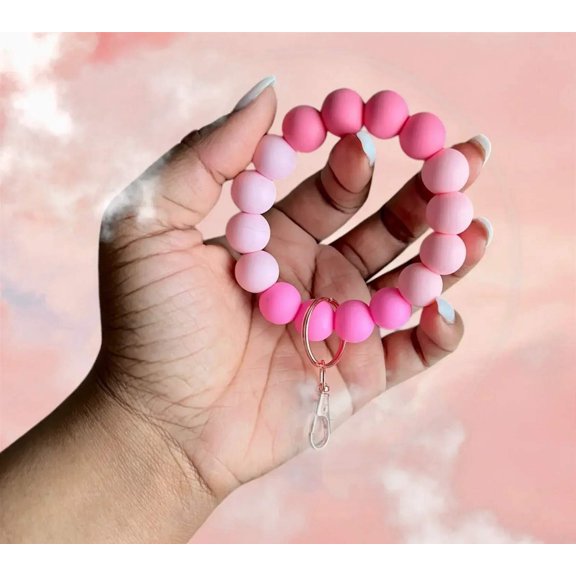 Monochromatic Chunky Silicone Wristlet Keychain 1pc