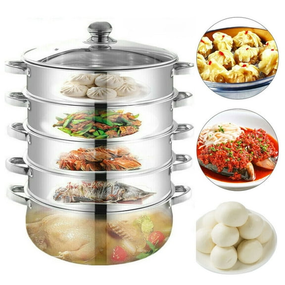 304 Stainless Steel 5 Tier Steamer Meat Vegetable Cooker Steam Pot Kitchen Tool
