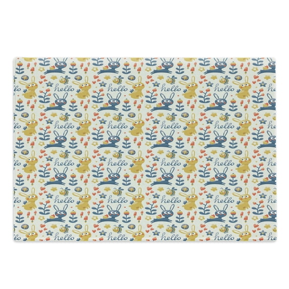 Forest Friends Cutting Board, Bunny Bee Heart Flower and Hello, Decorative Tempered Glass Cutting and Serving Board, in 3 Sizes, by Ambesonne