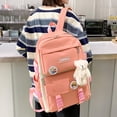 thumbnail image 1 of Bolsa Mochila de lona a la moda para mujer. color de golpe. bandolera. estuche para lápices (rosa) Ehuebsd Nuevos Originales, 1 of 7